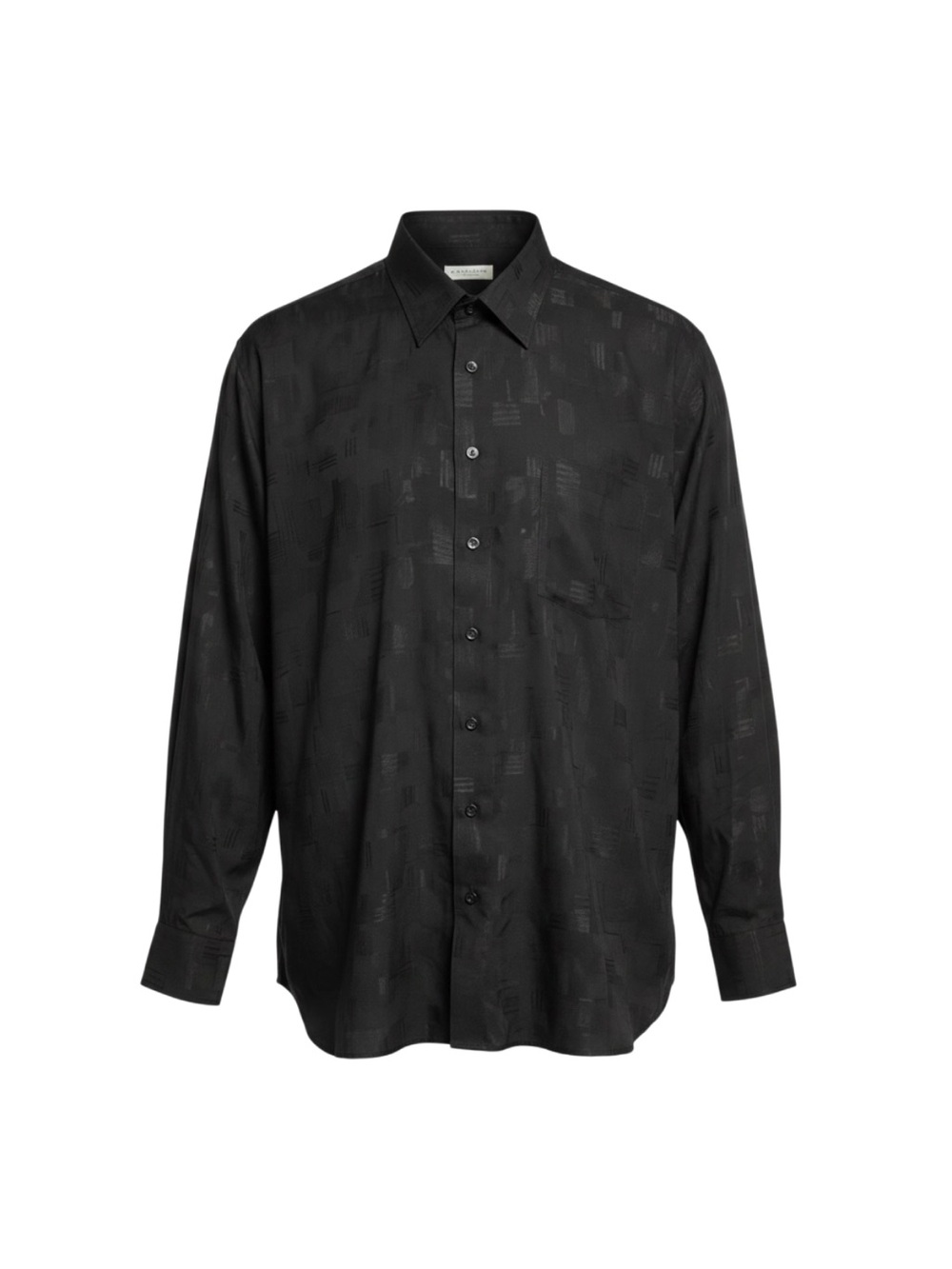 Eterna Black Tonal Geometric Button Down Shirt - Size 43